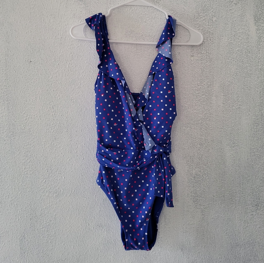 Lilly Pulitzer Delphie Borealis Blue Lilly Squared One Piece Swimsuit